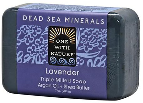 Triple Milled Soap, Lavender Soap Bar, 7 oz (200 g) by One with Nature-Bad, Skönhet, Tvål, Argan