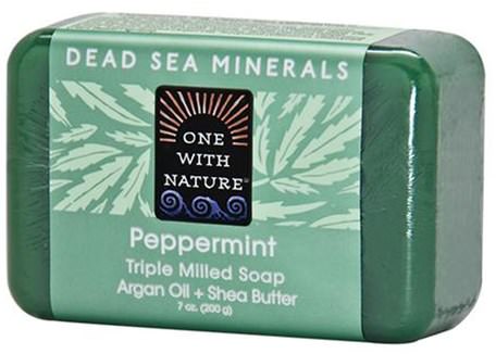 Triple Milled Soap, Peppermint, 7 oz (200 g) by One with Nature-Bad, Skönhet, Tvål, Argan
