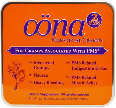 Menstrual Cramps, PMS2, 50 Gelatin Capsules by Oona-Hälsa, Premenstruellt Syndrom, Premenstruellt