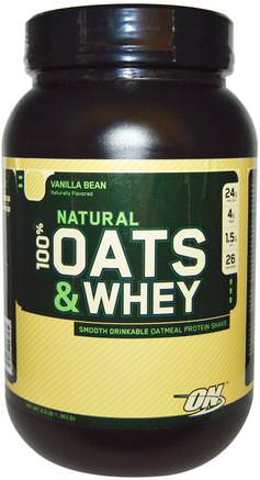 100% Oats & Whey, Vanilla Bean, 3.0 lbs (1.363 g) by Optimum Nutrition-Kosttillskott, Protein Skakningar, Sport