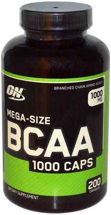 BCAA 1000 Caps, Mega-Size, 1.000 mg, 200 Capsules by Optimum Nutrition-Sporter
