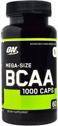 BCAA 1000 Caps, Mega-Size, 1 g, 60 Capsules by Optimum Nutrition-Sport, Kosttillskott, Bcaa (Förgrenad Aminosyra)