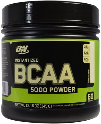 BCAA 5000 Powder, Instantized, Unflavored, 12.16 oz (345 g) by Optimum Nutrition-Sporter