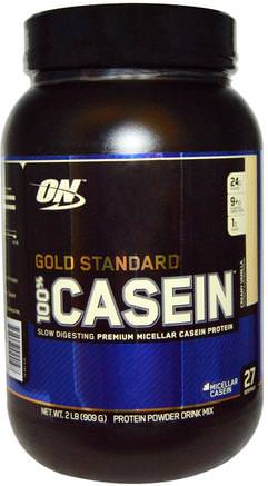 Gold Standard, 100% Casein, Creamy Vanilla, 2 lbs (909 g) by Optimum Nutrition-Sporter