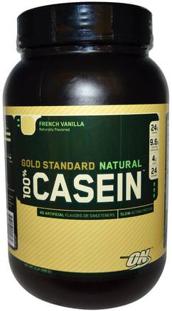 Gold Standard, 100% Casein, Natural, French Vanilla, 2 lb (909 g) by Optimum Nutrition-Sporter