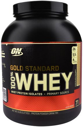 Gold Standard, 100% Whey, Chocolate Coconut, 5 lbs (2.27 kg) by Optimum Nutrition-Sporter