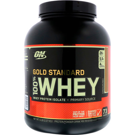 Gold Standard, 100% Whey, Chocolate Malt, 5 lbs (2.273 g) by Optimum Nutrition-Sporter