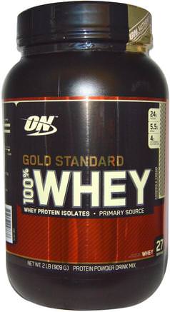 Gold Standard, 100% Whey, Cookies and Cream, 2 lb (909 g) by Optimum Nutrition-Sporter