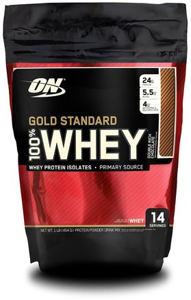 Gold Standard, 100% Whey, Double Rich Chocolate, 1 lb (454 g) by Optimum Nutrition-Sporter