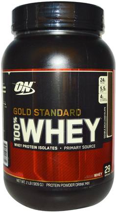 Gold Standard, 100% Whey, Double Rich Chocolate, 2 lb (909 g) by Optimum Nutrition-Sporter