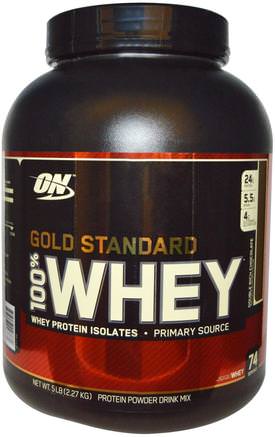 Gold Standard, 100% Whey, Double Rich Chocolate, 5 lbs (2.27 kg) by Optimum Nutrition-Sporter