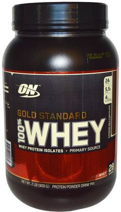 Gold Standard, 100% Whey, Extreme Milk Chocolate, 2 lbs (909 g) by Optimum Nutrition-Sporter