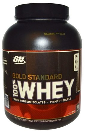 Gold Standard, 100% Whey, Extreme Milk Chocolate, 5 lbs (2.27 kg) by Optimum Nutrition-Sporter