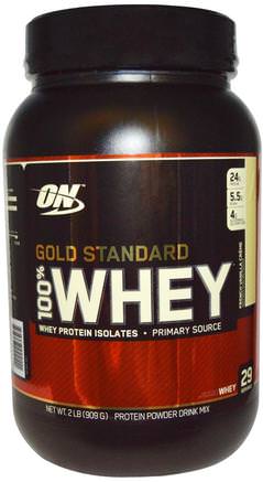 Gold Standard, 100% Whey, French Vanilla Crme, 2 lbs (909 g) by Optimum Nutrition-Sporter