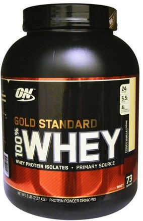 Gold Standard, 100% Whey, French Vanilla Crme, 5 lbs (2.27 kg) by Optimum Nutrition-Sporter