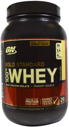Gold Standard, 100% Whey, Vanilla Ice Cream, 2 lbs (907 g) by Optimum Nutrition-Sporter