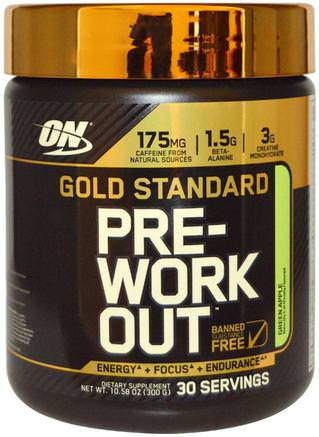 Gold Standard, Pre-Workout, Green Apple, 10.58 oz (300 g) by Optimum Nutrition-Sporter