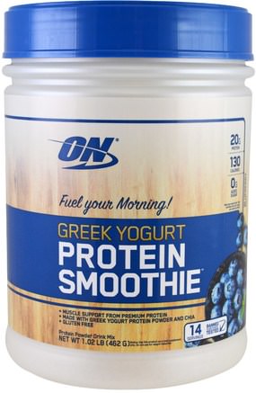 Greek Yogurt, Protein Smoothie, Blueberry, 1.02 lb (464 g) by Optimum Nutrition-Sporter
