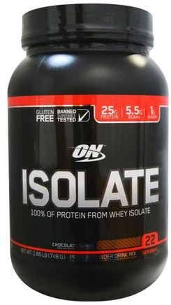 Isolate, Chocolate Shake, 1.65 lbs (748 g) by Optimum Nutrition-Sporter
