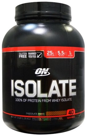 Isolate, Chocolate Shake, 3 lb (1.36 kg) by Optimum Nutrition-Sporter