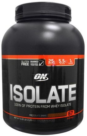 Isolate, Chocolate Shake, 5.02 lbs (2.28 kg) by Optimum Nutrition-Sporter