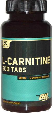 L-Carnitine 500 Tabs, 500 mg, 60 Tablets by Optimum Nutrition-Kosttillskott, Aminosyror, Sport, L Karnitin