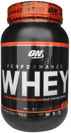 Performance Whey, Chocolate Shake, 2.15 lb (975 g) by Optimum Nutrition-Sporter
