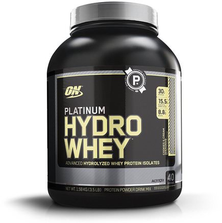 Platinum Hydro Whey, Cookies & Cream Overdrive, 3.5 lb (1.59 kg) by Optimum Nutrition-Sporter