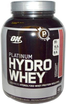 Platinum Hydro Whey, Supercharged Strawberry, 3.5 lbs (1.59 kg) by Optimum Nutrition-Sporter