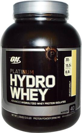 Platinum Hydro Whey, Velocity Vanilla, 3.5 lbs (1.59 kg) by Optimum Nutrition-Sporter
