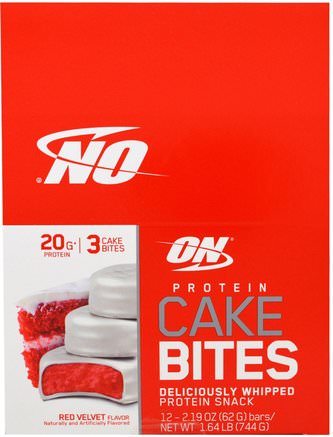 Protein Cake Bites, Red Velvet, 12 Bars, 2.19 oz (62 g) Each by Optimum Nutrition-Kosttillskott, Näringsmässiga Barer, Sport
