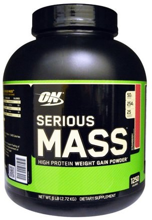 Serious Mass, Strawberry, 6 lbs (2.72 kg) by Optimum Nutrition-Sporter