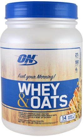 Whey & Oats, Vanilla Almond Pastry, 1.54 lb (700 g) by Optimum Nutrition-Mat, Mat, Sport, Havre Havremjöl