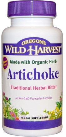 Artichoke, 90 Non-GMO Veggie Caps by Oregons Wild Harvest-Hälsa, Kolesterolstöd, Kronärtskocka
