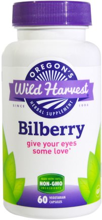 Bilberry, 60 Non-GMO Veggie Caps by Oregons Wild Harvest-Hälsa, Ögonvård, Synvård, Blåbär, Vision