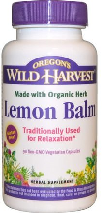 Lemon Balm, 90 Non-GMO Veggie Caps by Oregons Wild Harvest-Örter, Citronbalsam Melissa