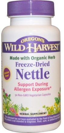 Nettle, Freeze-Dried, 90 Non-GMO Veggie Caps by Oregons Wild Harvest-Örter, Nässlor Stinging, Nässla Rot
