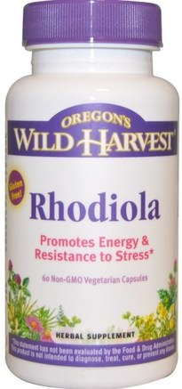 Rhodiola, 60 Non-GMO Veggie Caps by Oregons Wild Harvest-Kosttillskott, Adaptogen, Rhodiola Rosea