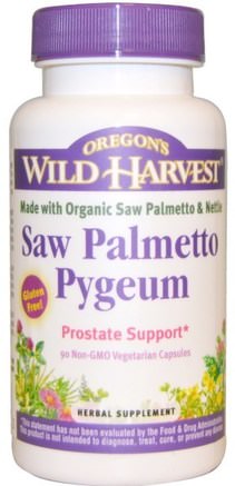 Saw Palmetto Pygeum, 90 Non-GMO Veggie Caps by Oregons Wild Harvest-Hälsa, Män, Pygeum