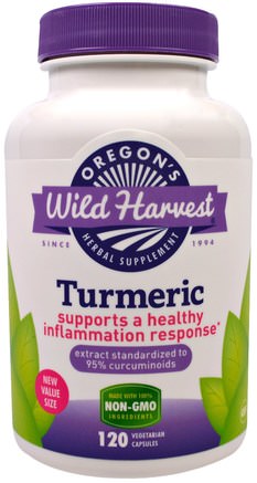 Turmeric, 120 Vegetarian Capsules by Oregons Wild Harvest-Kosttillskott, Antioxidanter, Curcumin