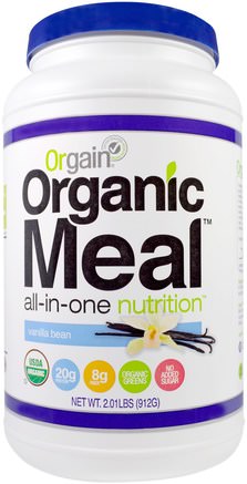 Organic Meal, All-In-One Nutrition, Vanilla Bean, 2.01 lbs (912 g) by Orgain-Kosttillskott, Protein, Orgainproteinpulver