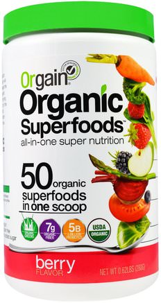 Organic Superfoods, All-In-One Super Nutrition, Berry Flavor, 0.62 lbs (280 g) by Orgain-Kosttillskott, Superfoods