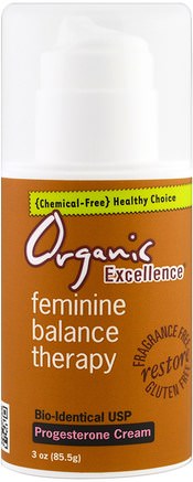 Feminine Balance Therapy, Progesterone Cream, Fragrance Free, 3 oz (85.5 g) by Organic Excellence-Hälsa, Kvinnor, Progesteronkrämprodukter