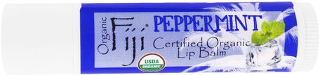Certified Organic Lip Balm, Peppermint, 0.15 oz (4.25 g) by Organic Fiji-Bad, Skönhet, Läppvård, Läppbalsam