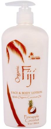 Face & Body Lotion, Pineapple Coconut, 12 oz (354 ml) by Organic Fiji-Bad, Skönhet, Body Lotion
