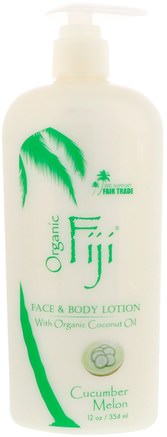 Face & Body Lotion with Organic Coconut Oil, Cucumber Lemon, 12 oz (354 ml) by Organic Fiji-Bad, Skönhet, Body Lotion