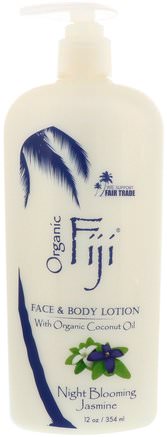 Face & Body Lotion with Organic Coconut Oil, Night Blooming Jasmine, 12 oz (354 ml) by Organic Fiji-Bad, Skönhet, Body Lotion