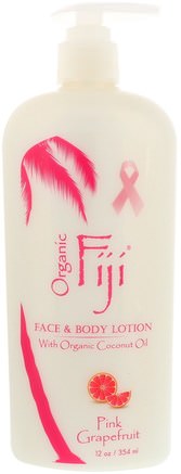 Face & Body Lotion with Organic Coconut Oil, Pink Grapefruit, 12 oz (354 ml) by Organic Fiji-Bad, Skönhet, Body Lotion