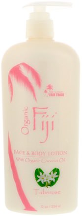 Face & Body Lotion with Organic Coconut Oil, Tuberose, 12 oz (354 ml) by Organic Fiji-Bad, Skönhet, Body Lotion