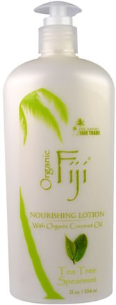 Nourishing Lotion with Organic Coconut Oil, Tea Tree Spearmint, 12 oz (354 ml) by Organic Fiji-Bad, Skönhet, Kokosnötolja